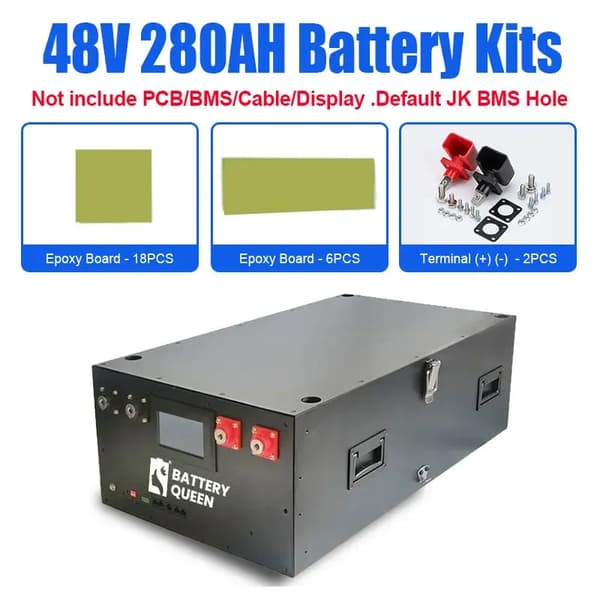 48V Lifepo4 Batteribox, 280AH Kapacitet, JK-PB2A16S20P BMS Kompatibilitet,48V280AH Svart Låda