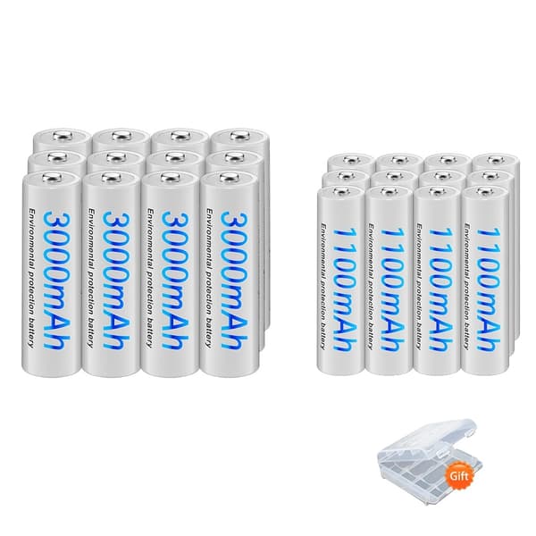Genopladelige AA/AAA-batterier, høj kapacitet 3000mAh og 1100mAh, langvarig ydeevne,12AA og 12AAA