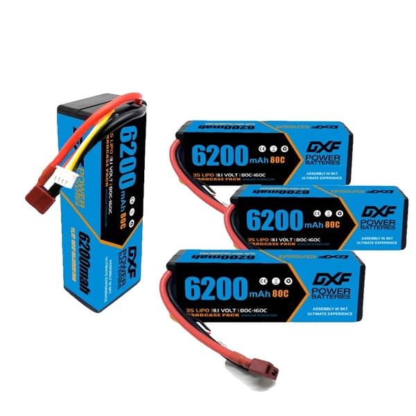 DXF Lipo-akku, 6200mAh kapasiteetti, 11.1V jännite,4PCS3S620080CXT90