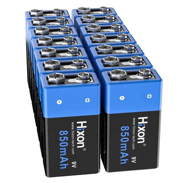 Hixon 9V genopladeligt batteri, 850mAh kapacitet, flere anvendelsesmuligheder,9V, 14 stk. batteri