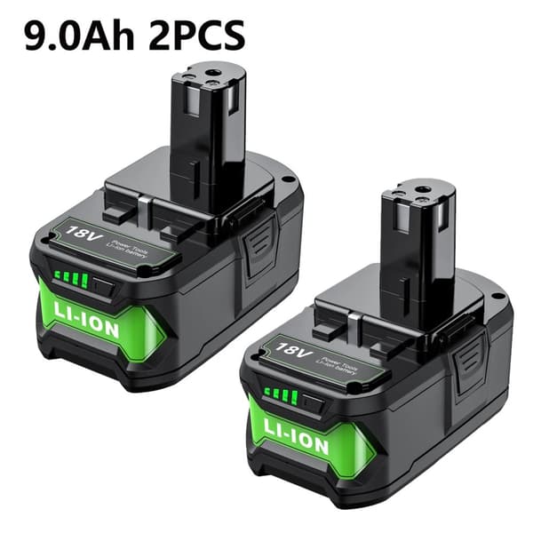 Ryobi P108 Batteri, 9000mAh Kapacitet, 18V Li-ion,18V, 2 Batteri