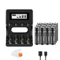 Miniatyrbillede 1 af 2: Genopladelige Lithium AA-batterier, 3400mAh kapacitet, USB-C hurtigopladning,1 oplader 12 batteri