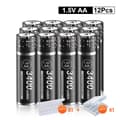 Miniatyrbillede 2 af 2: Genopladelige Lithium AA-batterier, 3400mAh kapacitet, USB-C hurtigopladning,12 stkbatteri