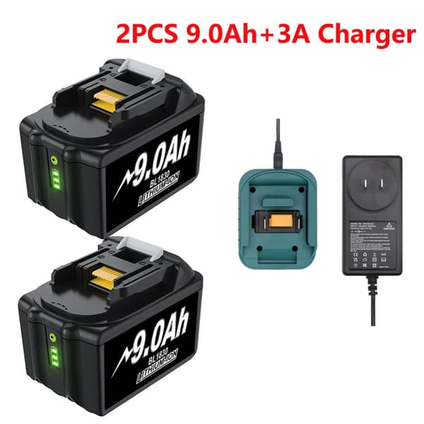 18V-batteri, 9,0Ah kapacitet, dubbelportladdare,paket 8