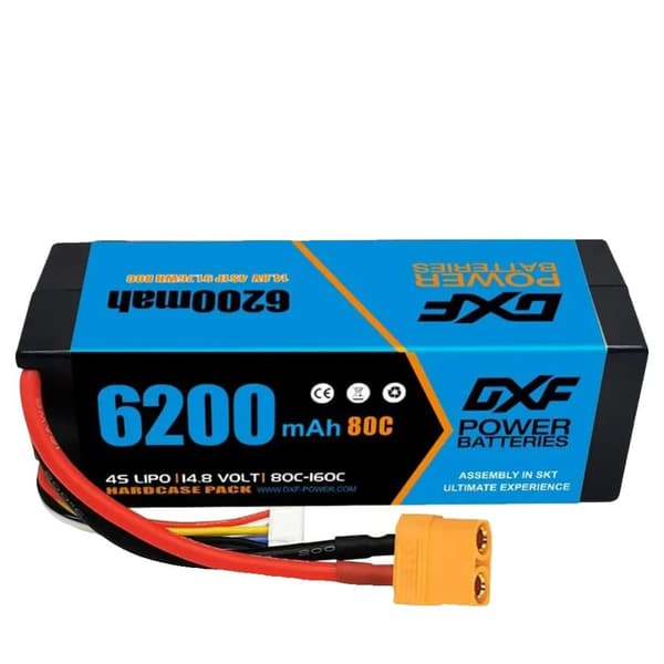 RC Lipo-batteri, 6200mAh kapacitet, 80C afladningsrate,2PCS4S620080CXT90