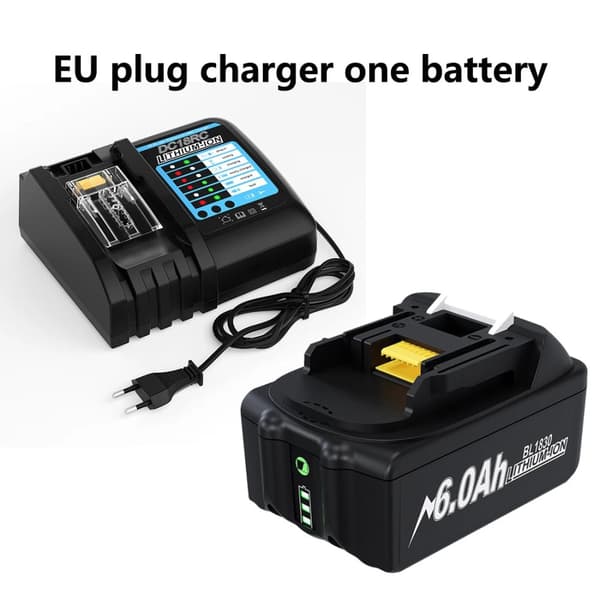 Ladattava akku, 6000mAh kapasiteetti, nopea lataus,EU-pistoke