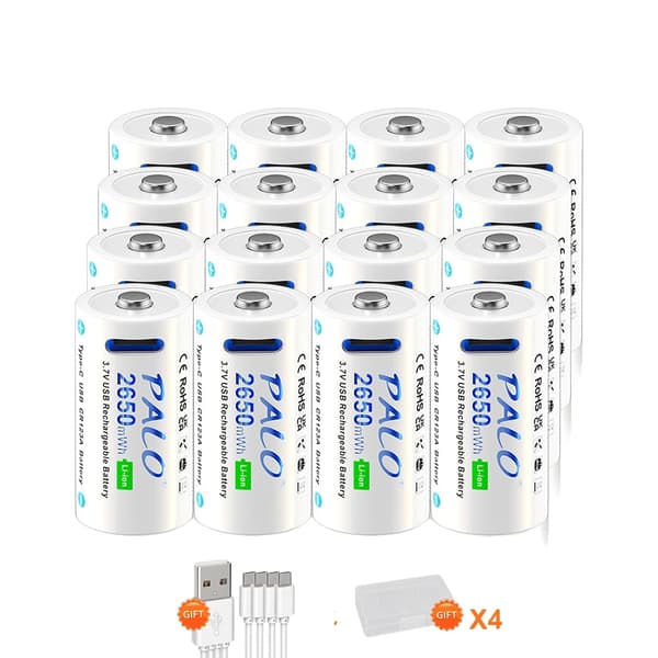 PALO CR123A Genopladelige Batterier, 3.7V Spænding, 2650mWh Kapacitet,16 STK 16340 batteri