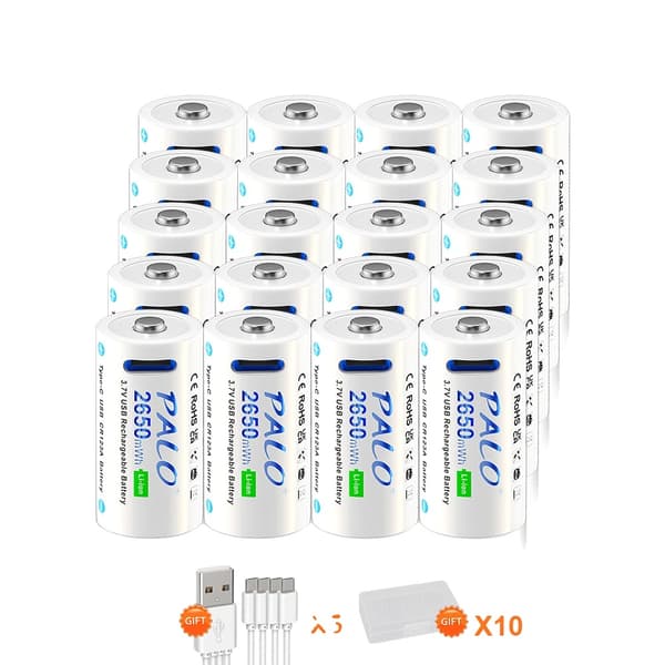 PALO CR123A Genopladelige Batterier, 3.7V Spænding, 2650mWh Kapacitet,20 STK 16340 batteri