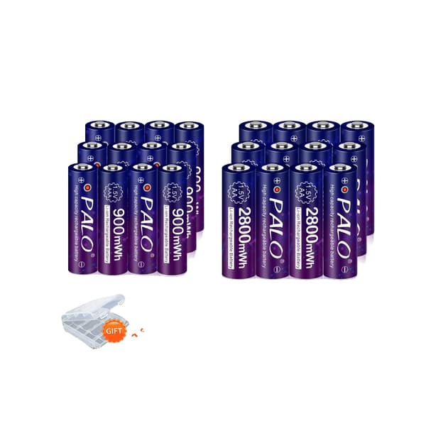 Genopladeligt batterisæt, inkluderer AA & AAA, 2800mWh & 900mWh kapacitet,12AA 12AAA