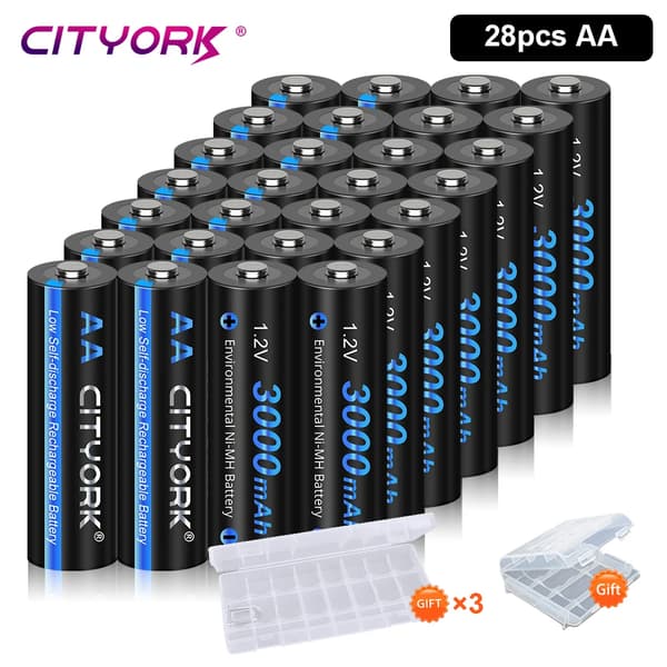 Genopladelige AA-batterier, 3000mAh kapacitet, NI-MH teknologi,28stk AA -batteri