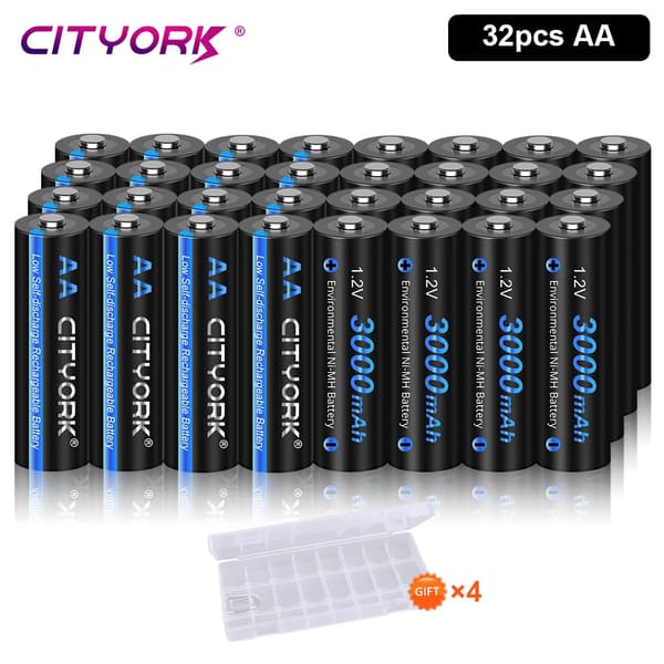 Genopladelige AA-batterier, 3000mAh kapacitet, NI-MH teknologi,32 stk. AA -batteri