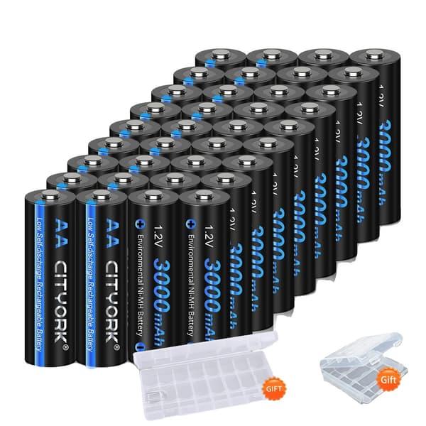 Ladattavat AA-paristot, 3000mAh kapasiteetti, NI-MH teknologia,36kpl AA -akku