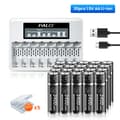 Miniatyrbillede 2 af 2: PALO 1.5V AA Lithiumbatteri, 3400mWh kapacitet, hurtig opladning med oplader,20AA med 1 oplader