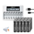 Miniatyrbillede 1 af 2: PALO 1.5V AA Lithiumbatteri, 3400mWh kapacitet, hurtig opladning med oplader,20AA med 1 oplader