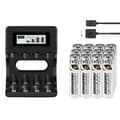 Miniatyrbillede 1 af 2: PALO AAA genopladelige batterier, 12 batterier med oplader, høj kapacitet 1300mWh,12 batteri 1 oplader