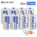 Miniatyrbillede 2 af 2: PALO D Størrelse Genopladeligt Batteri, 8000mAh Kapacitet, 1.2V Spænding,8 stk. Hvid