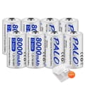 Miniatyrbillede 1 af 2: PALO D Størrelse Genopladeligt Batteri, 8000mAh Kapacitet, 1.2V Spænding,8 stk. Hvid