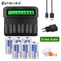 Miniatyrbillede 2 af 2: PALO D Størrelse Genopladelige Batterier, 8000mAh Kapacitet, Kompatibel Ni-MH Oplader,6 batteri 1 chargera