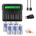 Miniatyrbillede 1 af 2: PALO D Størrelse Genopladelige Batterier, 8000mAh Kapacitet, Kompatibel Ni-MH Oplader,6 batteri 1 chargera