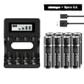 Miniatyrbillede 1 af 2: PALO AA genopladelige batterier, 3400mWh kapacitet, inkluderer oplader,8stk og oplader