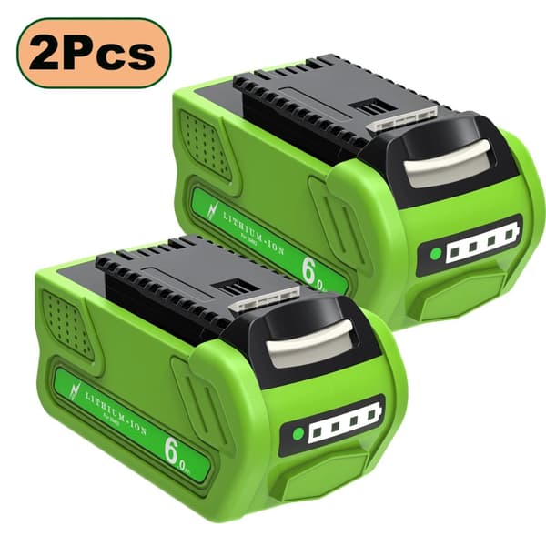 40V Genopladeligt Batteri, 6000mAh Kapacitet, Kompatibelt med Greenworks Modeller,2 stk. 6,0 Ah batteri