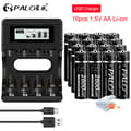 Miniatyrbillede 2 af 2: Genopladelige AA lithiumbatterier, USB-oplader, kapacitet 2800mWh,oplader og 16AA