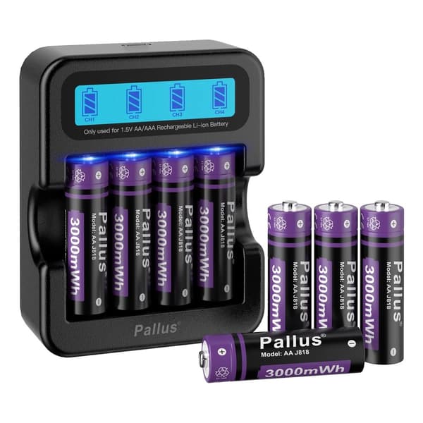 AA genopladeligt batteri, 3000mWh kapacitet, Li-Ion type, 4 batterier inkluderet,1.5V, 8stk batteri SÆT