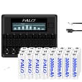 Miniatyrbillede 1 af 2: PALO Genopladelige AA-batterier, 3000mAh kapacitet, 8 opladningspladser,24AA og oplader