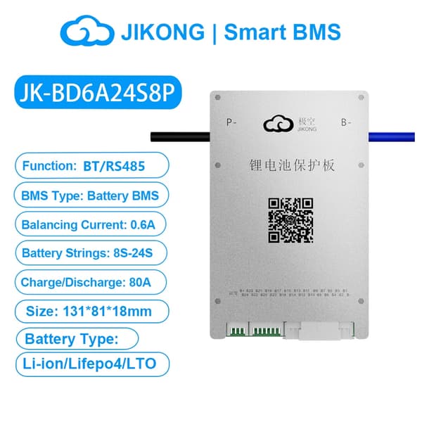 Smart BMS, BT/RS485 funktionalitet, aktiv balanceringssystem,BD6A24S8P