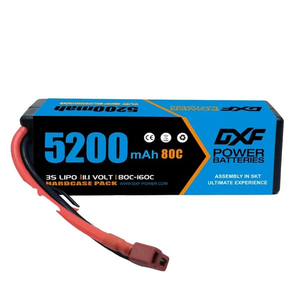 DXF Lipo-batteri, 5200mAh kapacitet, 11.1V spänning,2PCS3S520080CDEANS
