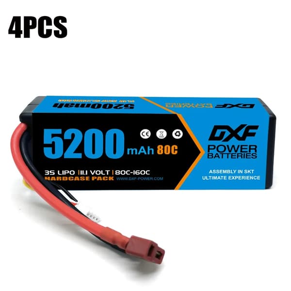 DXF Lipo-akku, 5200mAh kapasiteetti, 11.1V jännite,4PCS3S520080CDEANS