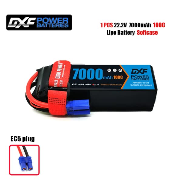 6S Lipo-batteri, 7000mAh kapacitet, 100C urladdningshastighet,1PCS6S7000100CEC5