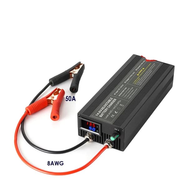14.6V 50A Lithium Batterioplader, Justerbar Strøm, Tre Opladningsfaser,14,6V 50A Klemme, EU-stik
