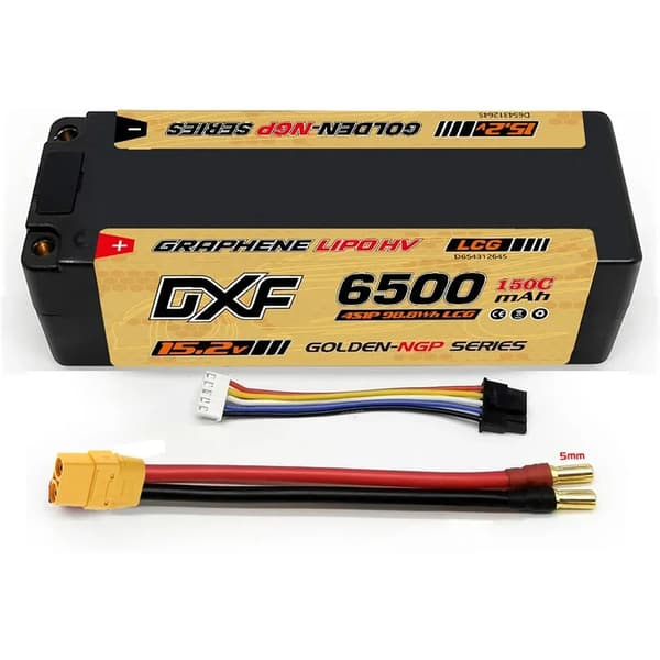 DXF Lipo-akku, 6500mAh kapasiteetti, 15.2V jännite,1KPL6500150C5mmXT90