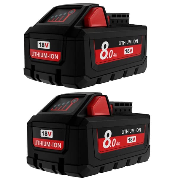 18V Lithiumbatteri, 8000mAh kapacitet, kompatibel med M18 værktøj,2 stk, 18v