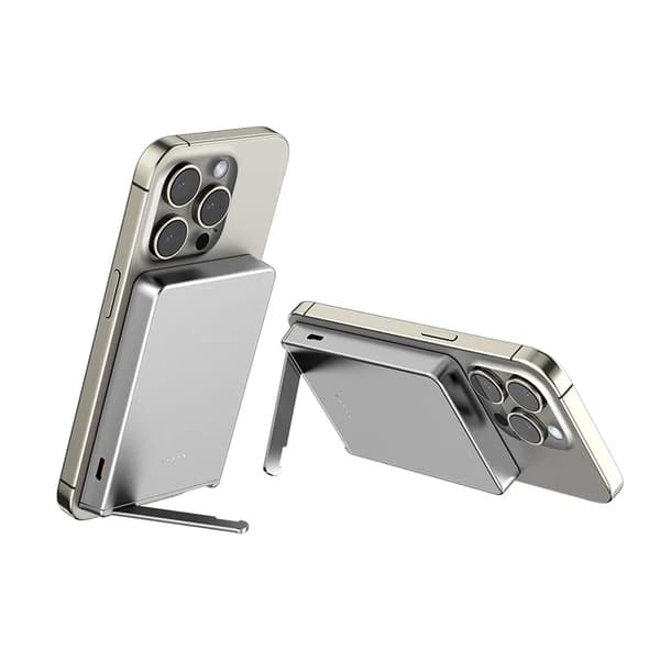 Trådløs Magnetisk Power Bank, 5000mAh Kapacitet, Hurtig Opladning,sølvfarvet, 5000mAh