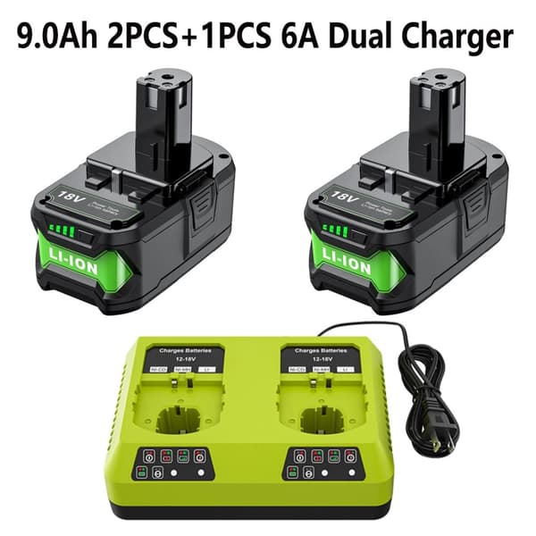 Akku Ryobi P108:lle, 18V Li-ion, 9000mAh kapasiteetti,Aseta 3