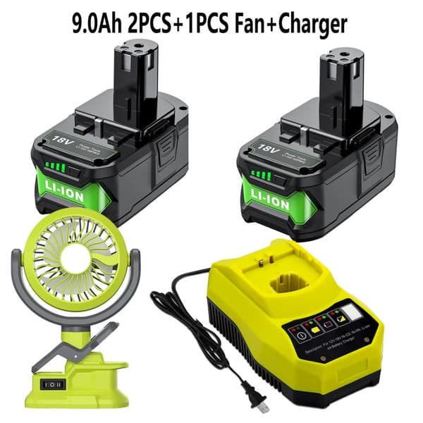 Batteri til Ryobi P108, 18V Li-ion, 9000mAh kapacitet,Sæt 7