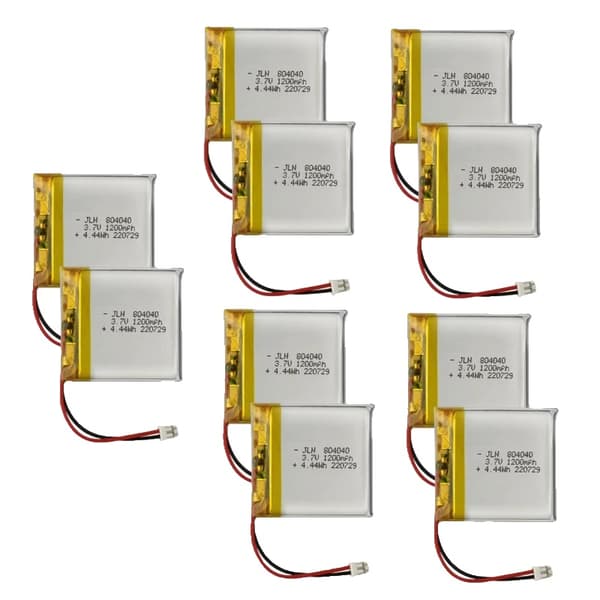 Genopladelige Li-Polymer-batterier, 1200mAh kapacitet, PH2.0 stiktype,10 stk. batteri