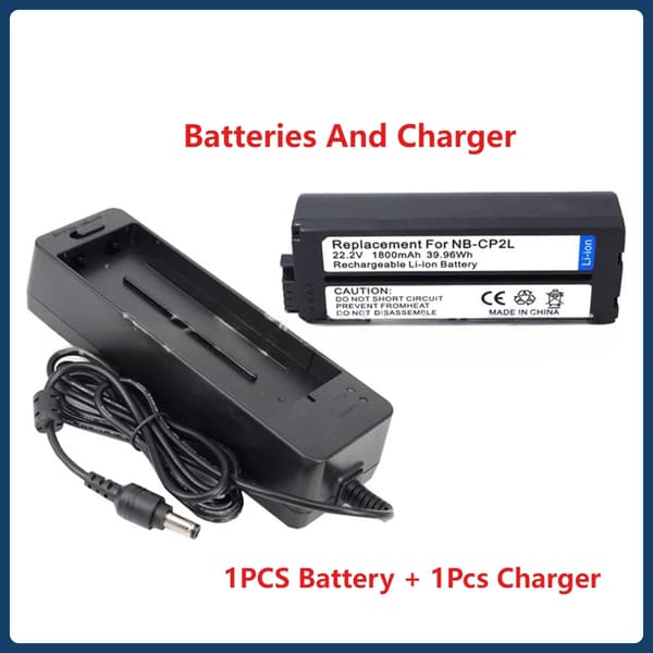 Canon NB-CP2L Batteri, 1800mAh Kapacitet, Kompatibel med SELPHY Printere,1 Batteri 1 Oplader