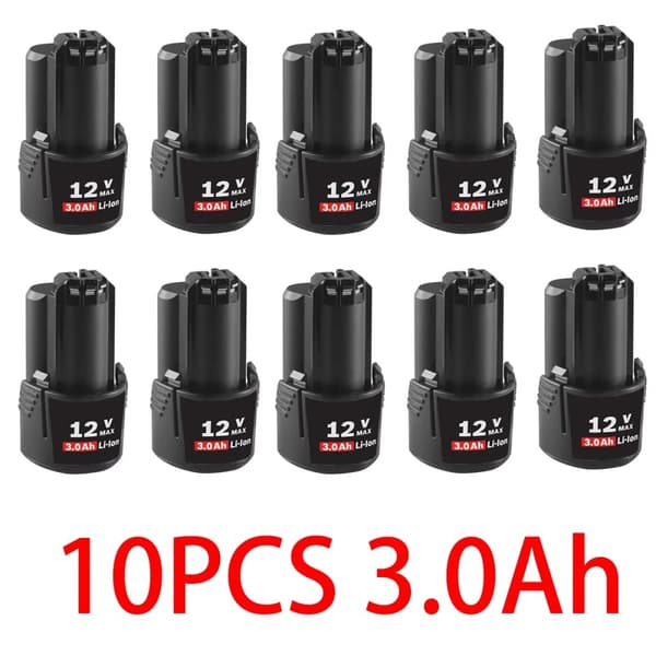 Korvaava akku Bosch-työkaluille, 3000mAh kapasiteetti, 10.8V/12V maksimi,10 KPL
