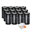 Miniatyrbillede 1 af 2: D Størrelse Genopladeligt Batteri, 8000mAh Kapacitet, Smart Oplader Inkluderet,12 stk batteri