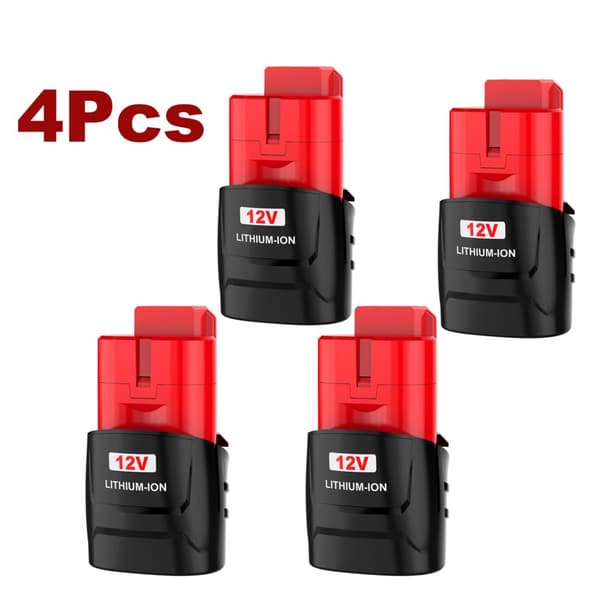 12V litiumioniakku, 3000mAh/6000mAh kapasiteetti, yhteensopiva M12:n kanssa,4 kpl 3,0 Ah akku