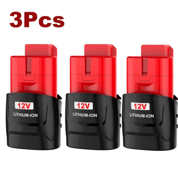 12V Lithium-ion Batteri, 3000mAh/6000mAh Kapacitet, Kompatibel med M12,3 stk 3,0 Ah batteri