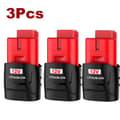 Miniatyrbillede 2 af 2: 12V Lithium-ion Batteri, 3000mAh/6000mAh Kapacitet, Kompatibel med M12,3 stk 3,0 Ah batteri