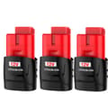 Miniatyrbillede 1 af 2: 12V Lithium-ion Batteri, 3000mAh/6000mAh Kapacitet, Kompatibel med M12,3 stk 3,0 Ah batteri