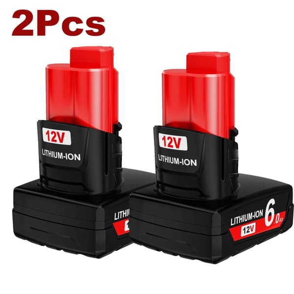 12V litiumioniakku, 3000mAh/6000mAh kapasiteetti, yhteensopiva M12:n kanssa,2 kpl 6,0 Ah akku