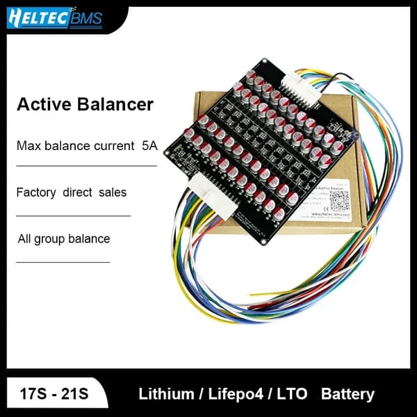 Aktiv Balancer, Max 5A Strøm, Kompatibel med Lifepo4/Lipo/LTO,17-21S Balancer