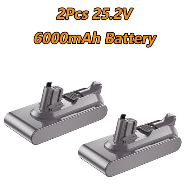 Ersättningsbatteri för V11-serien, 6000mAh kapacitet, 25.2V spänning,2Pack 6000mAh
