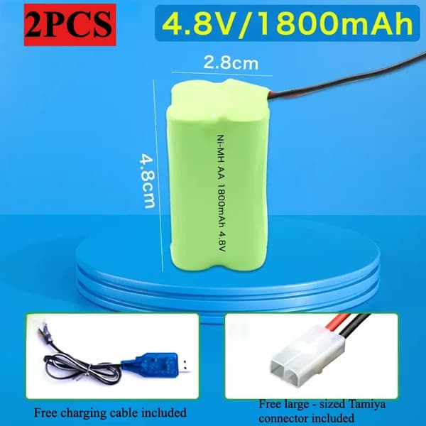 4.8V AA Ni-MH Akupaketti, Korkea Kapasiteetti 2700mAh, Kestävä Latausmuotoilu,4.8V 1800mAh 2KPL